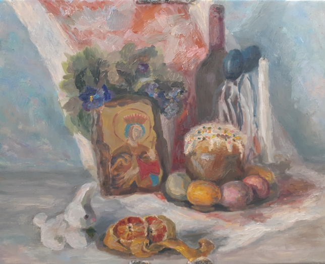 Painting for sale online - Easter Still life with red orange