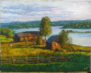 Painting for sale online - Russian village