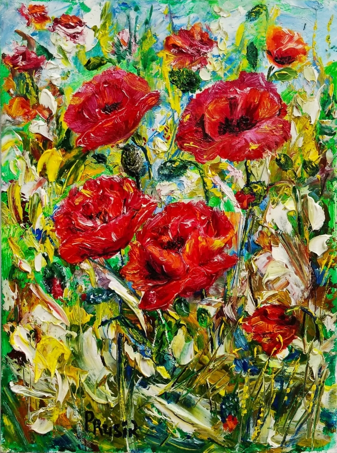 Painting for sale online - Poppies in the Field Have Bloomed