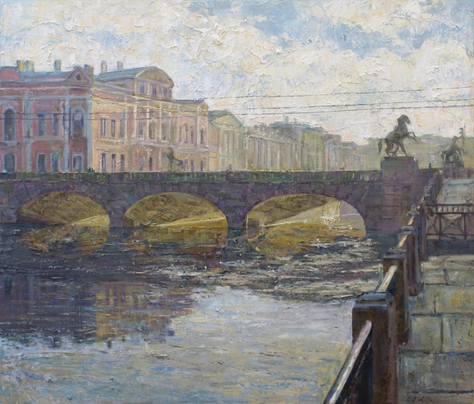 Painting for sale online - St. Petersburg, Anichkov Bridge.