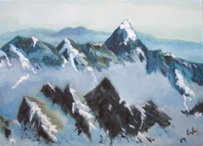 Painting for sale online - Mountains of Nepal