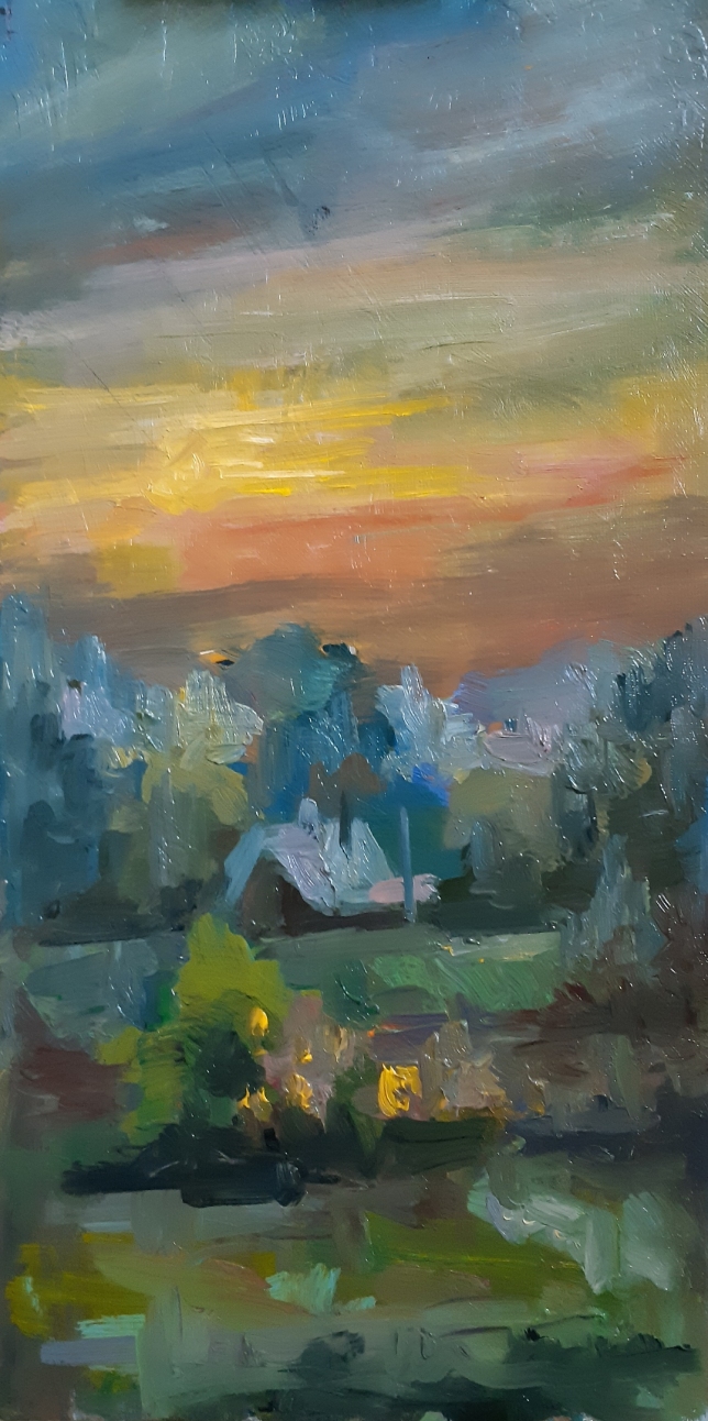 Painting for sale online - Sunset at the river Klyazma