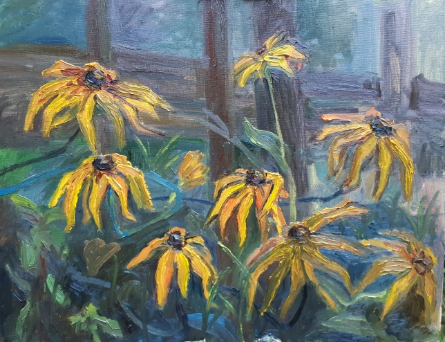 Painting for sale online - Yellow flowers-spiders
