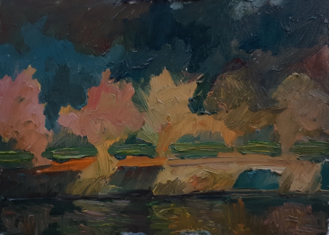Painting for sale online - Trees at the sunset