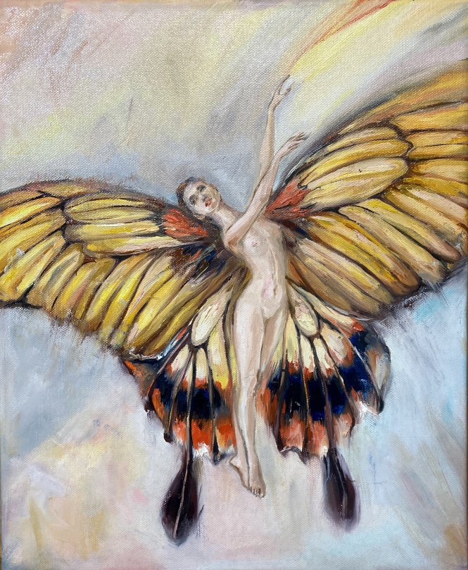 Painting for sale online - A fragile butterfly girl.