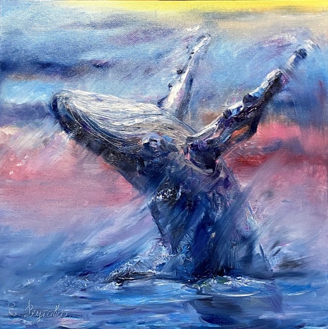 Painting for sale online - A whale above the water. A breakthrough.