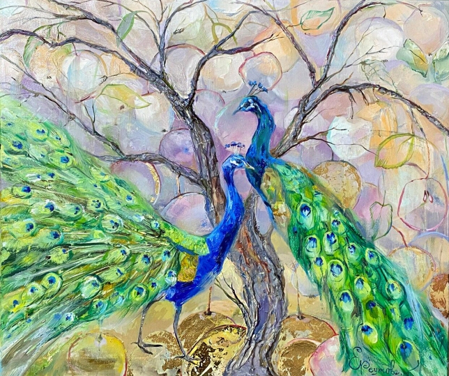 Painting for sale online - Painting with peacocks.