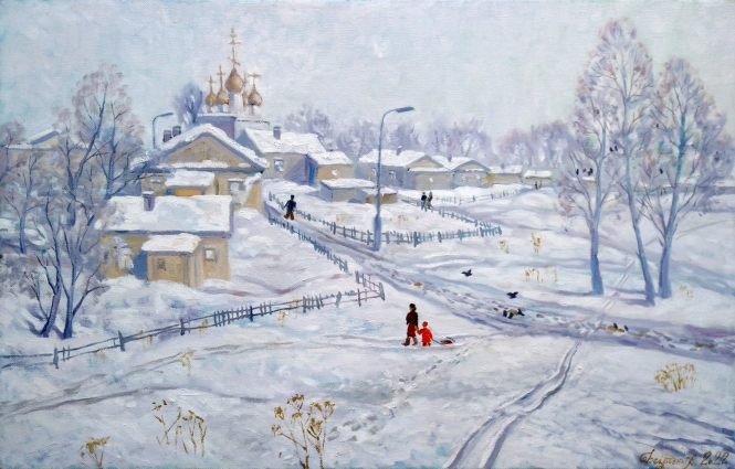 Painting for sale online - Winter.village.
