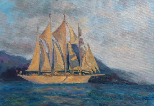 Painting for sale online - Evening at Dominica shore