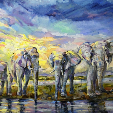 Painting for sale online - Majestic elephants.