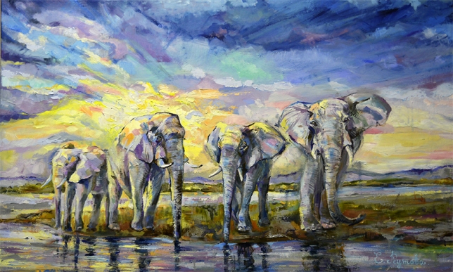 Painting for sale online - Majestic elephants.