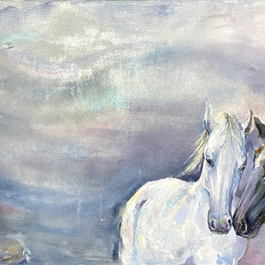 Painting for sale online - Eternity. A pair of horses.