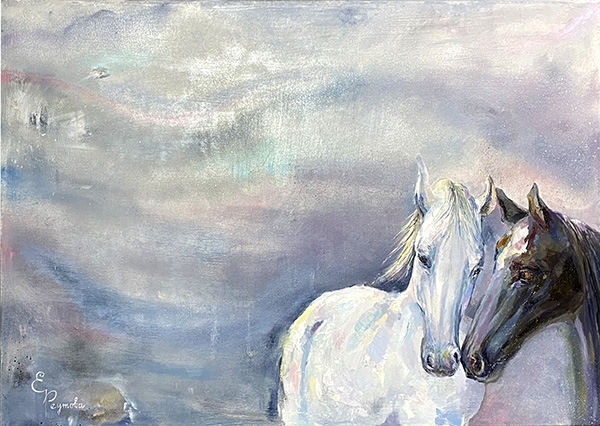 Painting for sale online - Eternity. A pair of horses.