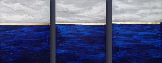Painting for sale online - Triptych. Ultramarine.