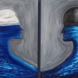 Painting for sale online - Diptych. We are like day and night