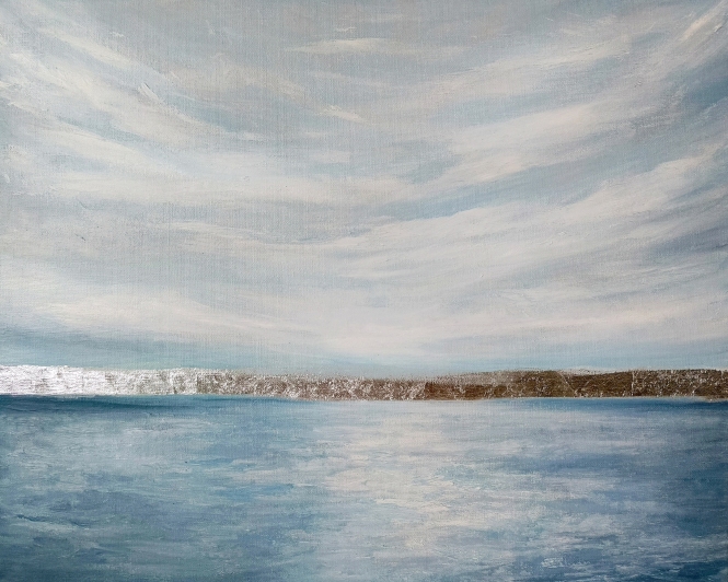 Painting for sale online - Heather. Seascape.