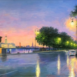 Painting for sale online - White Night. Admiralty Embankment. Saint Petersburg.