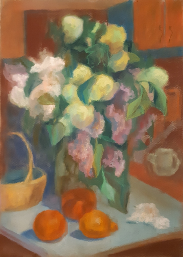 Painting for sale online - Bouquet of flowers with oranges