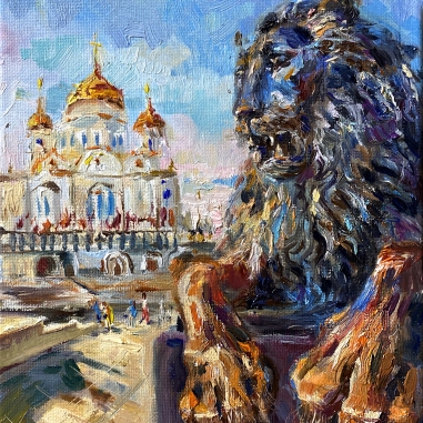 Painting for sale online - Cathedral of Christ the Savior in Moscow.