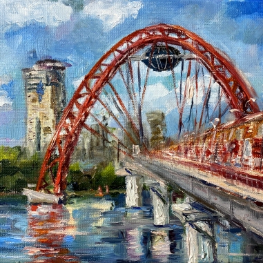 Painting for sale online - Picturesque bridge in Serebryany Bor in Moscow.