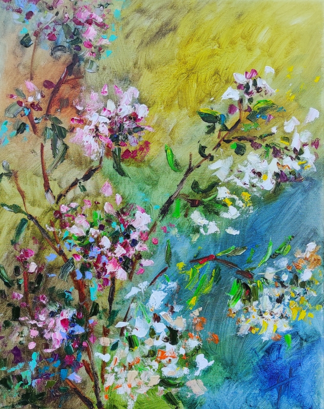 Painting for sale online - Blooming original oil painting on canvas