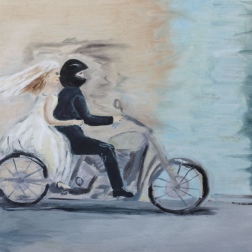 Painting for sale online - Just married on motorvycicle