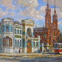 Painting for sale online - The Kurlina House. The Catholic Church of the Sacred Heart of Jesus.	