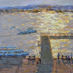 Painting for sale online - At the River Station.