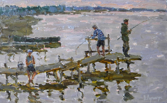 Painting for sale online - Volga's Fishmen.