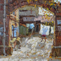 Painting for sale online - The Old Yard at Alexey Tolstoy Street.
