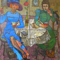 Painting for sale online - Clara Zetkin and Rosa Luxemburg.