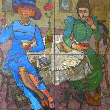 Painting for sale online - Clara Zetkin and Rosa Luxemburg.