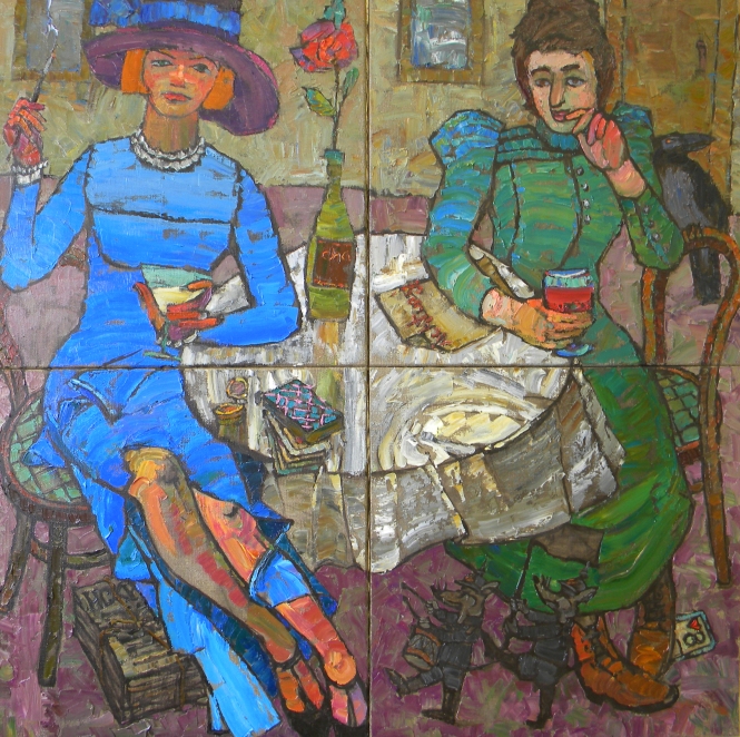 Painting for sale online - Clara Zetkin and Rosa Luxemburg.