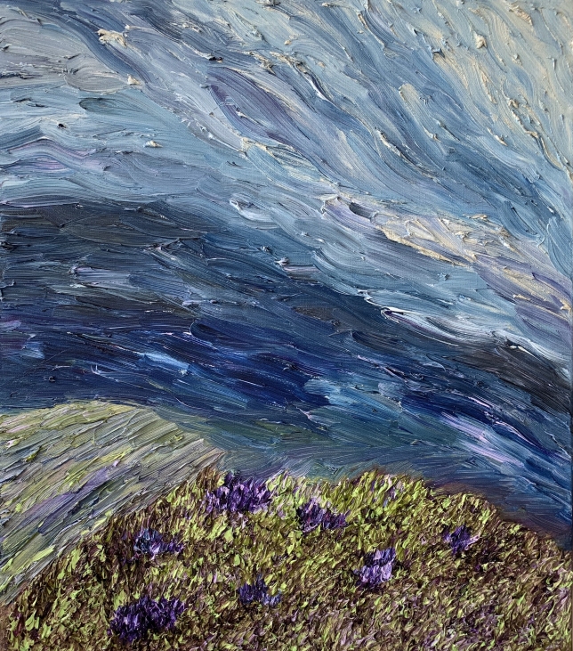 Painting for sale online - Lupine flowering in the mountains