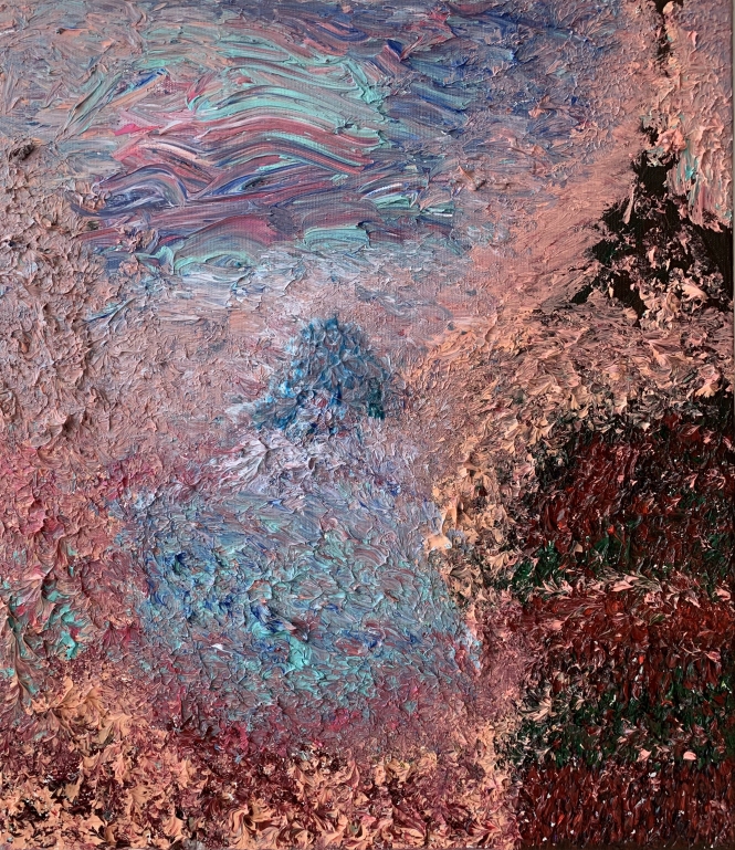 Painting for sale online - Pink mist at the foot of Fuji