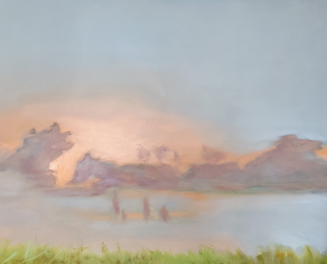 Painting for sale online - Fog. Warm light.