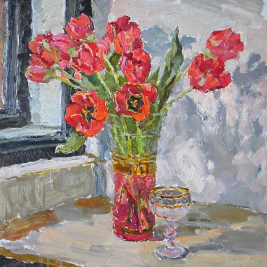 Painting for sale online - The Red Tulips.