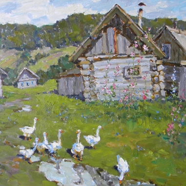 Painting for sale online - The White Geese.