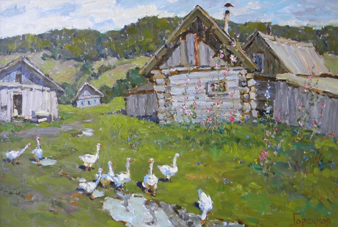 Painting for sale online - The White Geese.