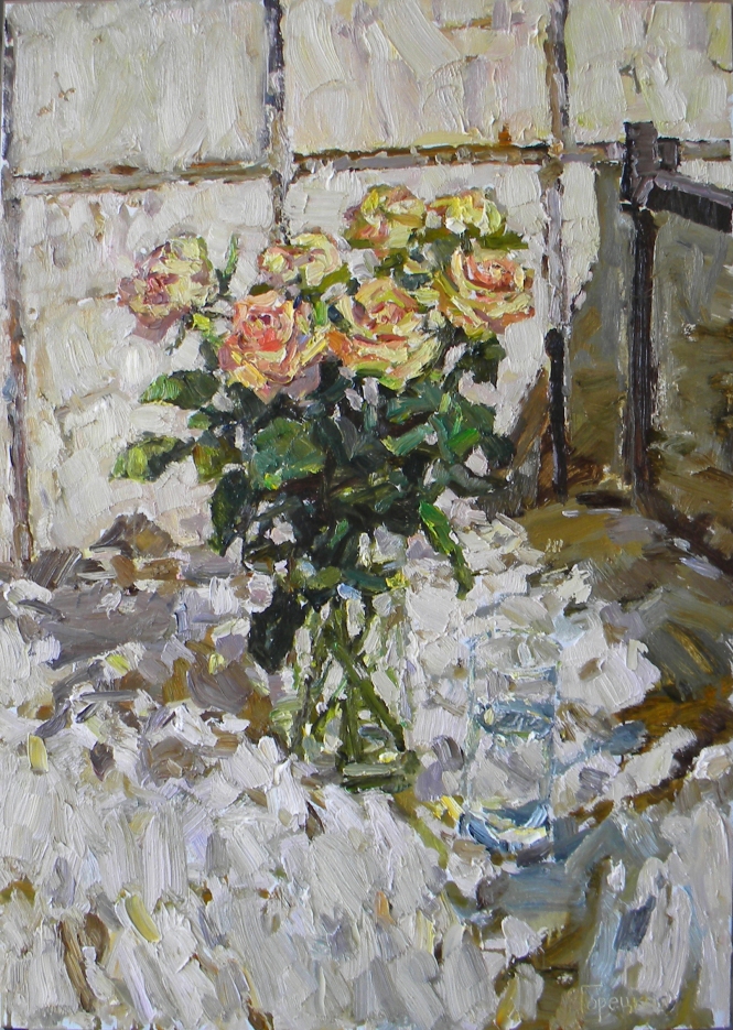 Painting for sale online - Tea Roses.