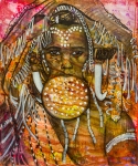 Painting for sale online - Diptych «Mursi Tribe. She»