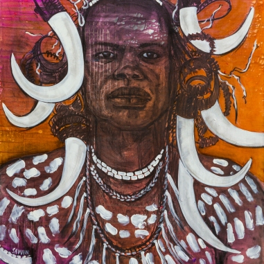 Painting for sale online - Diptych «Mursi Tribe. He»