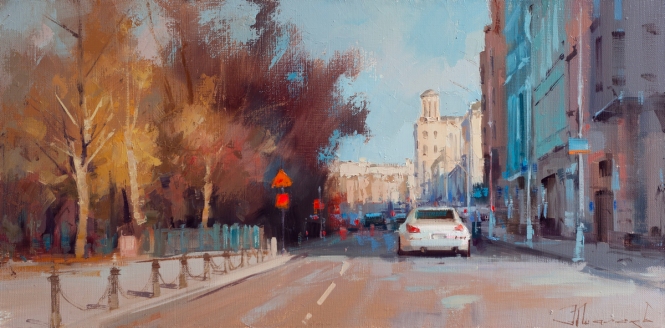 Painting for sale online - Autumn at the Nikitsky Gate. Tverskaya Boulevard.