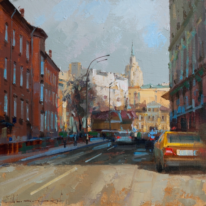 Painting for sale online - By evening, Moscow was pleased with the sun. Krasnovorotsky passage.