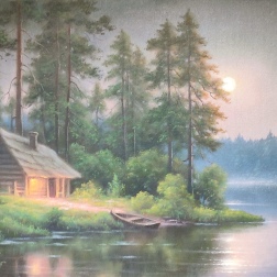 Painting for sale online - Evening at the lake