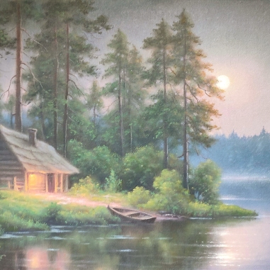 Painting for sale online - Evening at the lake