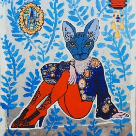 Painting for sale online - Sphinx girl with a telescope