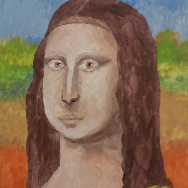 Painting for sale online - Gouache interpretation of portrait Mona Lisa 