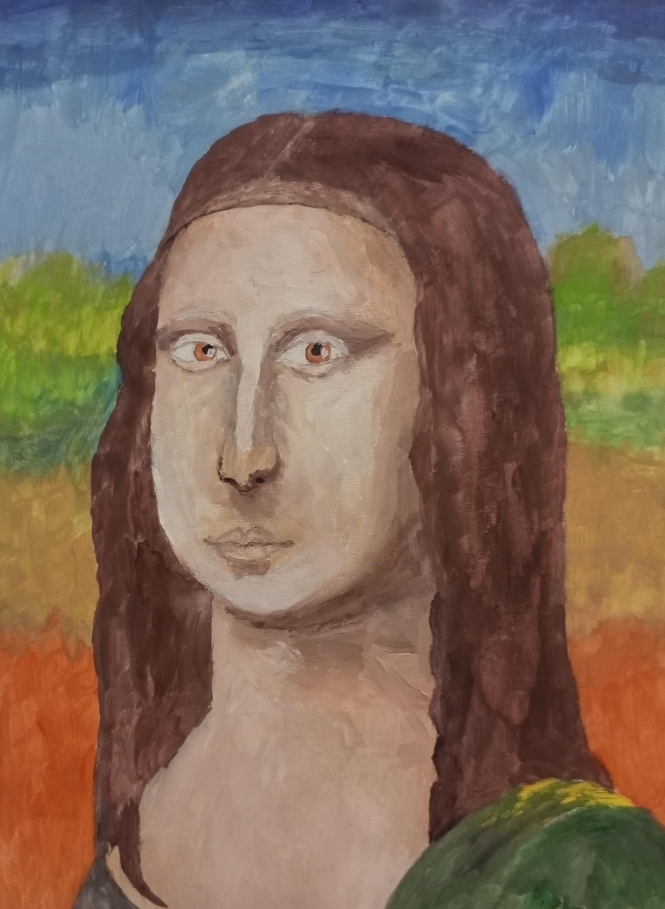 Painting for sale online - Gouache interpretation of portrait Mona Lisa