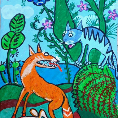 Painting for sale online - Zoo-thriller, or Who Killed the Bunny?